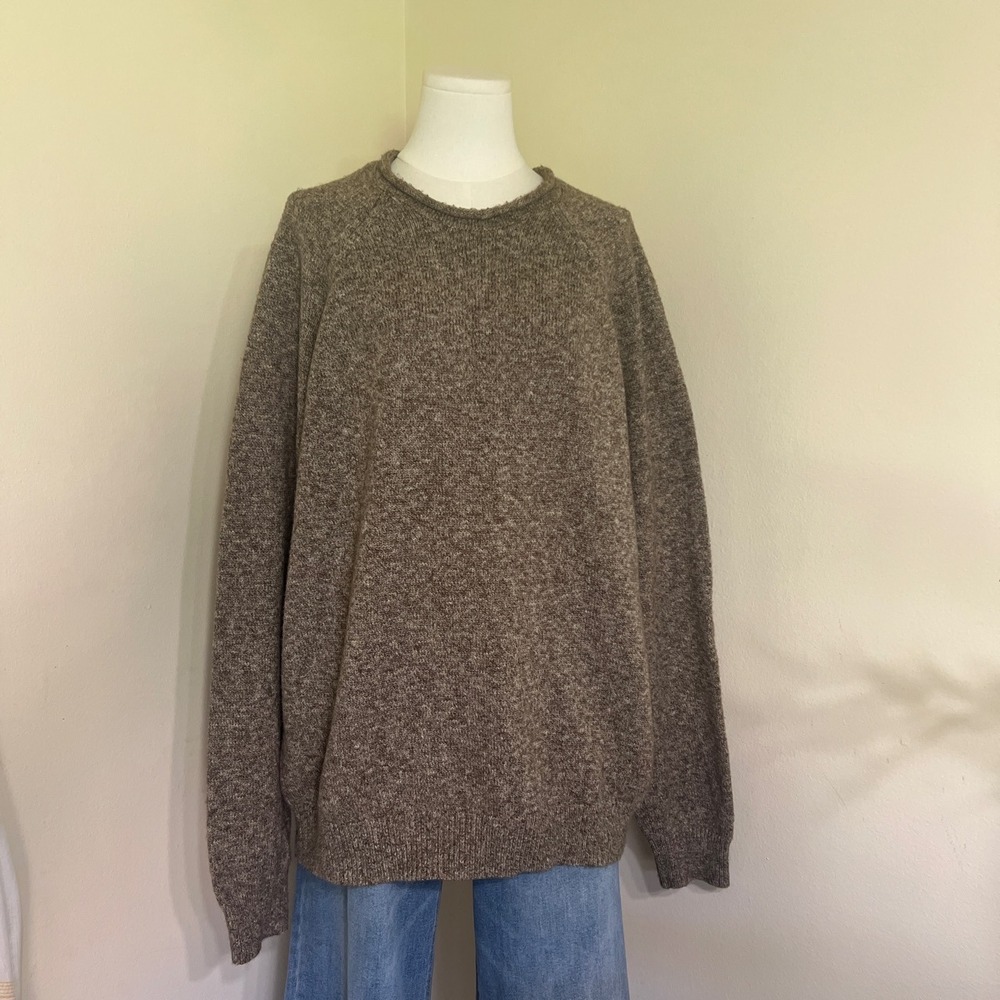 Jachs NY Brown Marl Crewneck Raglan Sweater XXL Cotton Blend Knit